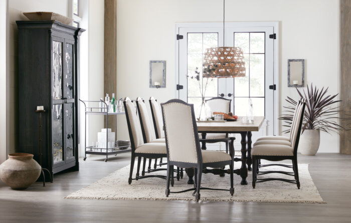 CiaoBella Ciao Bella 84in Trestle Table w/ 2-18in Leaves-Flaky White/Black - Image 2
